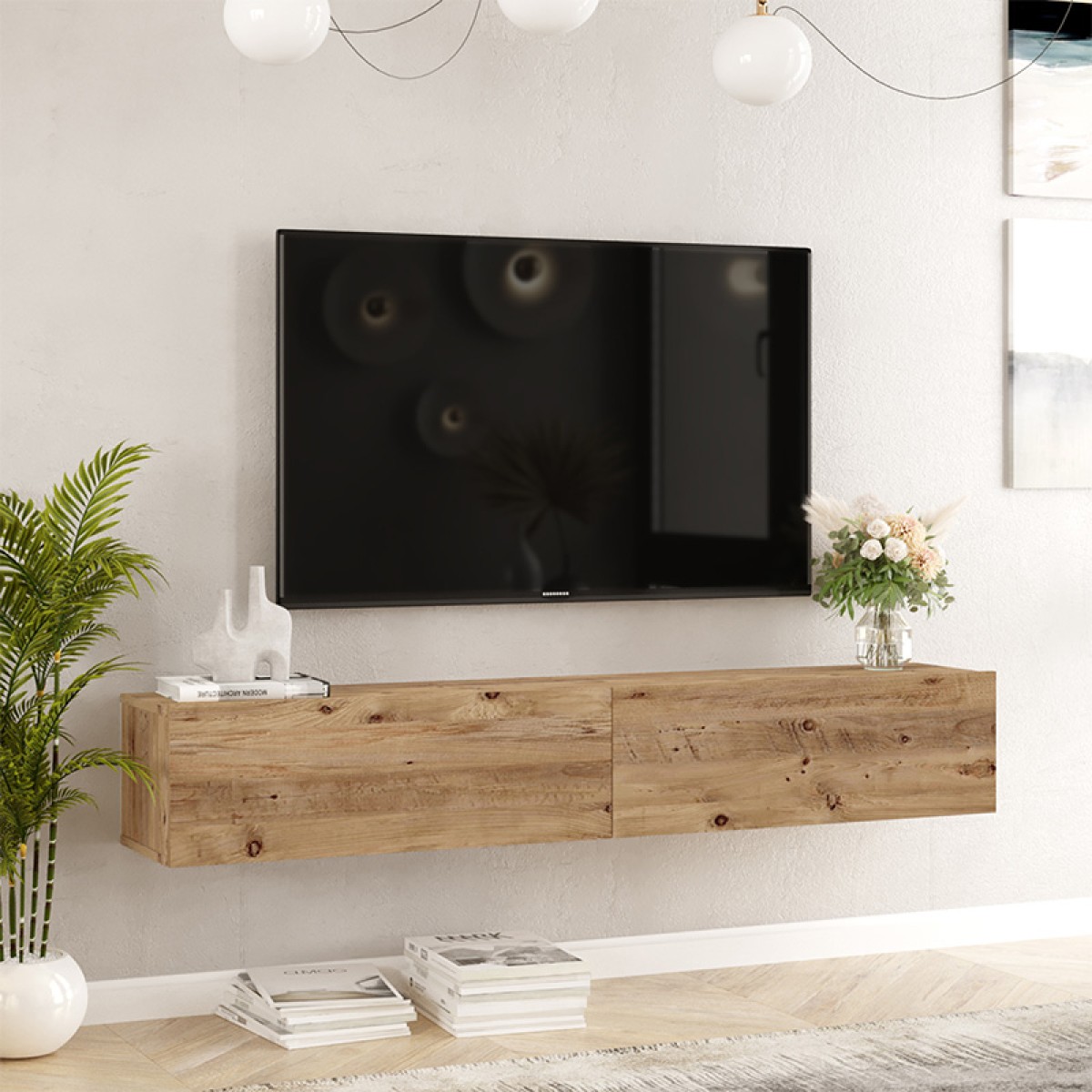 Έπιπλο τηλεόρασης επιτοίχιο Dello pakoworld sonoma 180x31.6x29.6εκ Έπιπλο τηλεόρασης επιτοίχιο Dello pakoworld sonoma 180x31.6x29.6εκ