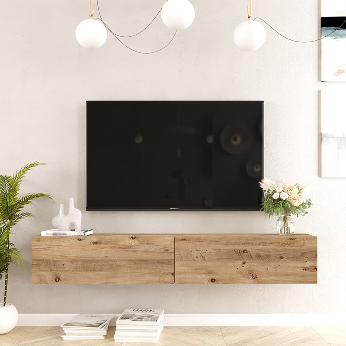 Έπιπλο τηλεόρασης επιτοίχιο Dello pakoworld sonoma 180x31.6x29.6εκ Έπιπλο τηλεόρασης επιτοίχιο Dello pakoworld sonoma 180x31.6x29.6εκ