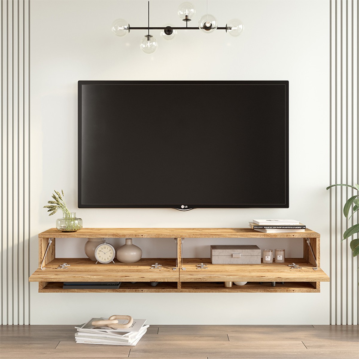 Έπιπλο τηλεόρασης επιτοίχιο Roscoe pakoworld sonoma 140x31.6x29.6εκ Έπιπλο τηλεόρασης επιτοίχιο Roscoe pakoworld sonoma 140x31.6x29.6εκ
