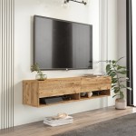 Έπιπλο τηλεόρασης επιτοίχιο Roscoe pakoworld sonoma 140x31.6x29.6εκ Έπιπλο τηλεόρασης επιτοίχιο Roscoe pakoworld sonoma 140x31.6x29.6εκ