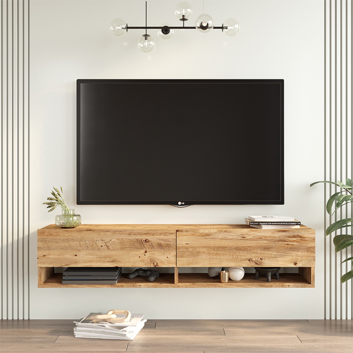 Έπιπλο τηλεόρασης επιτοίχιο Roscoe pakoworld sonoma 140x31.6x29.6εκ Έπιπλο τηλεόρασης επιτοίχιο Roscoe pakoworld sonoma 140x31.6x29.6εκ