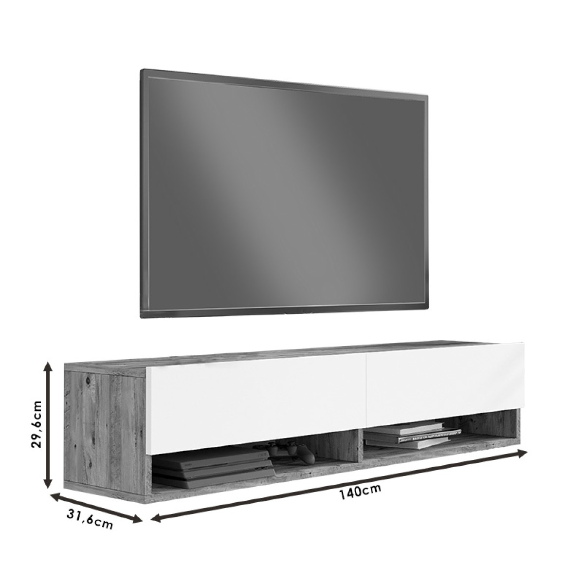 Έπιπλο τηλεόρασης επιτοίχιο Roscoe pakoworld sonoma 140x31.6x29.6εκ Έπιπλο τηλεόρασης επιτοίχιο Roscoe pakoworld sonoma 140x31.6x29.6εκ