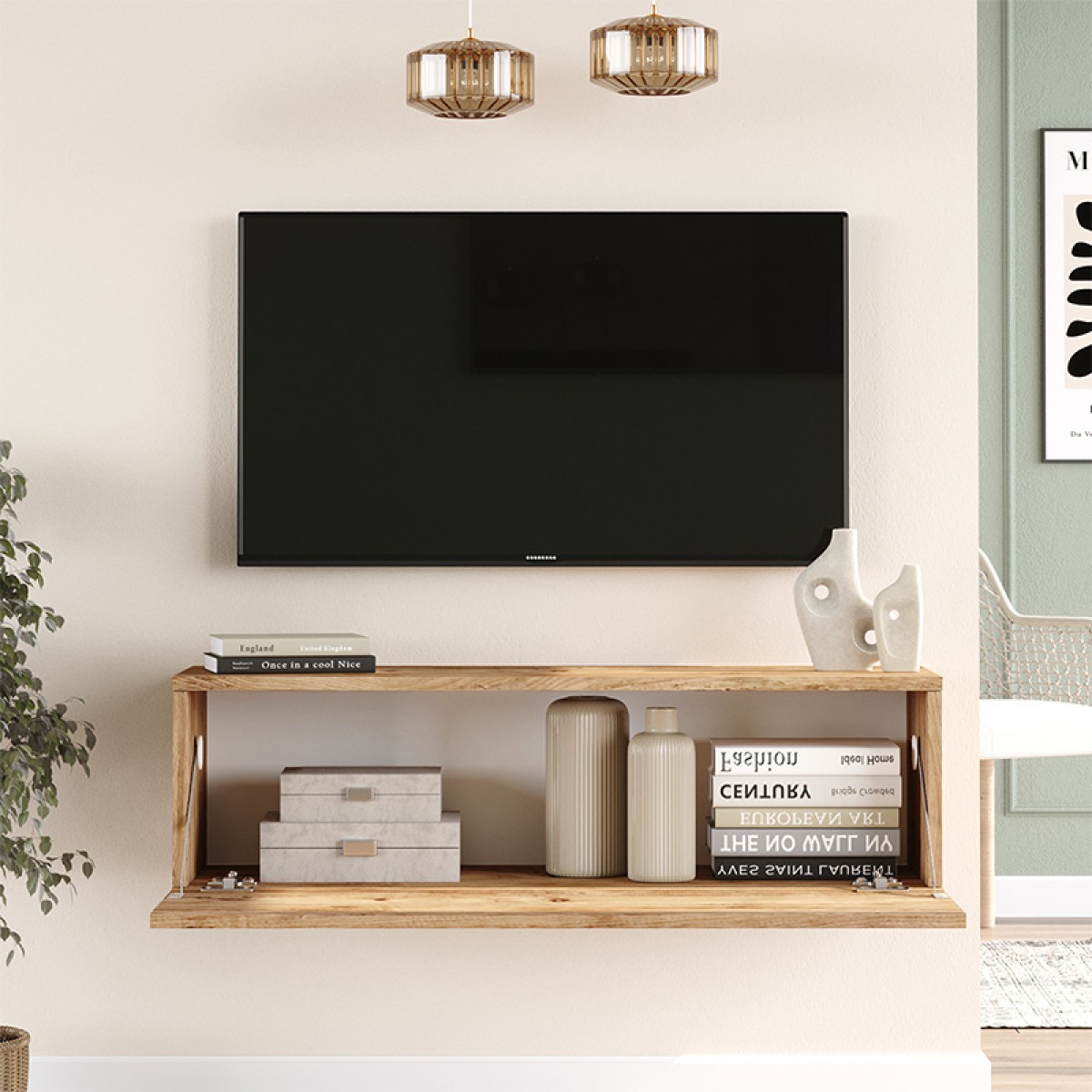 Έπιπλο τηλεόρασης επιτοίχιο Serit pakoworld sonoma 100x31.6x29.6εκ Έπιπλο τηλεόρασης επιτοίχιο Serit pakoworld sonoma 100x31.6x29.6εκ