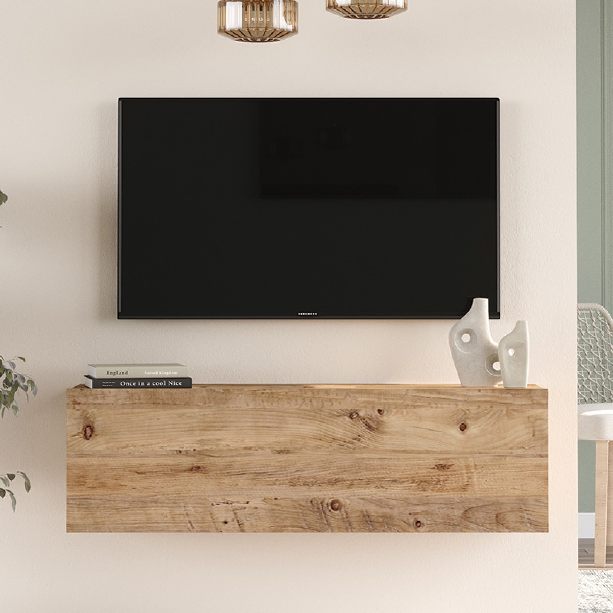 Έπιπλο τηλεόρασης επιτοίχιο Serit pakoworld sonoma 100x31.6x29.6εκ Έπιπλο τηλεόρασης επιτοίχιο Serit pakoworld sonoma 100x31.6x29.6εκ
