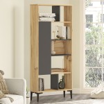Βιβλιοθήκη Neville pakoworld φυσικό-ανθρακί 72x25x163.3εκ Βιβλιοθήκη Neville pakoworld φυσικό-ανθρακί 72x25x163.3εκ