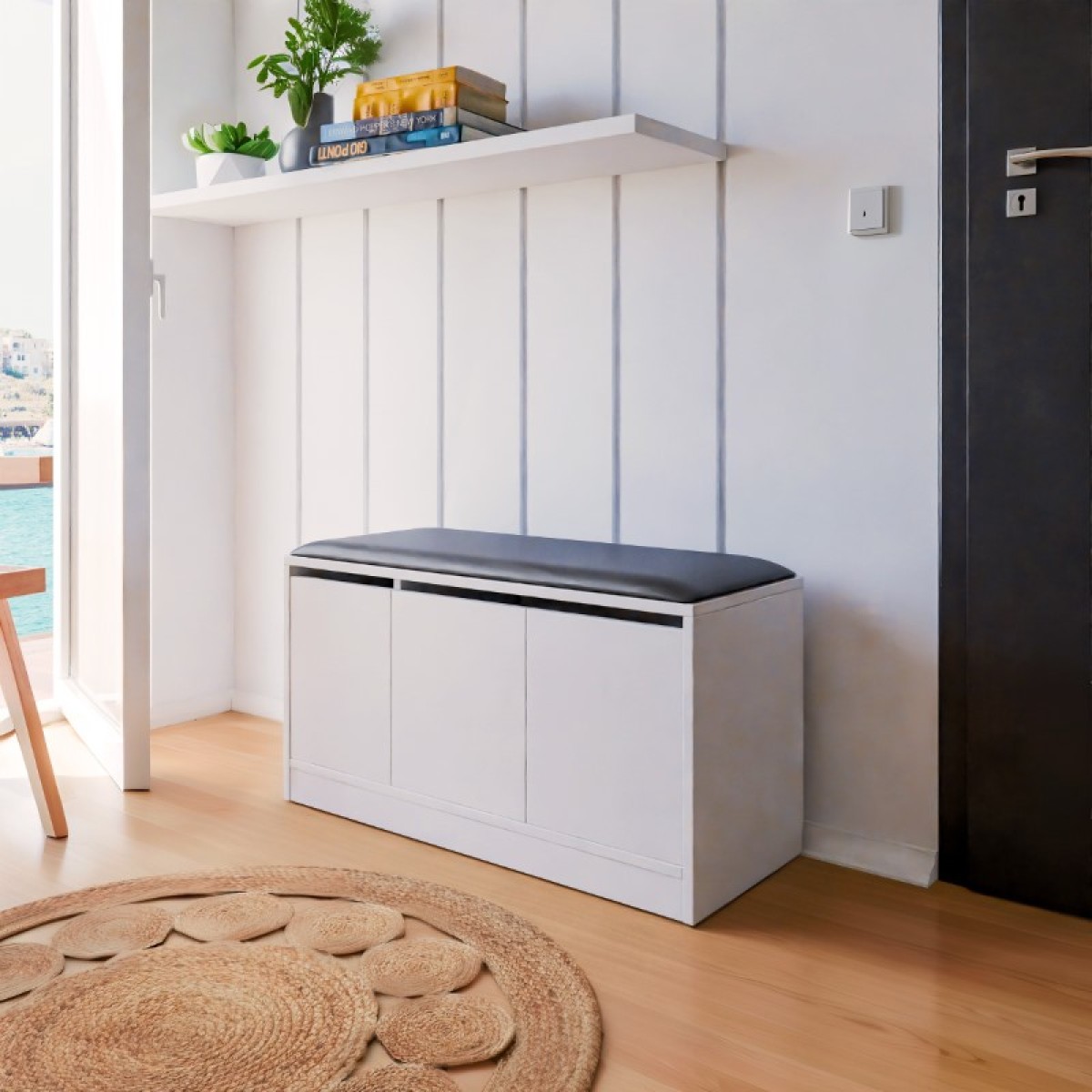 Παπουτσοθήκη-Σκαμπό Firefly pakoworld λευκό 89.5x35.5x46εκ Παπουτσοθήκη-Σκαμπό Firefly pakoworld λευκό 89.5x35.5x46εκ