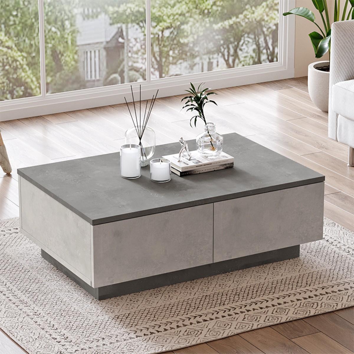 Τραπέζι σαλονιού Thunder pakoworld ανθρακί antique-γκρι antique 90x60x31.5εκ Τραπέζι σαλονιού Thunder pakoworld ανθρακί antique-γκρι antique 90x60x31.5εκ