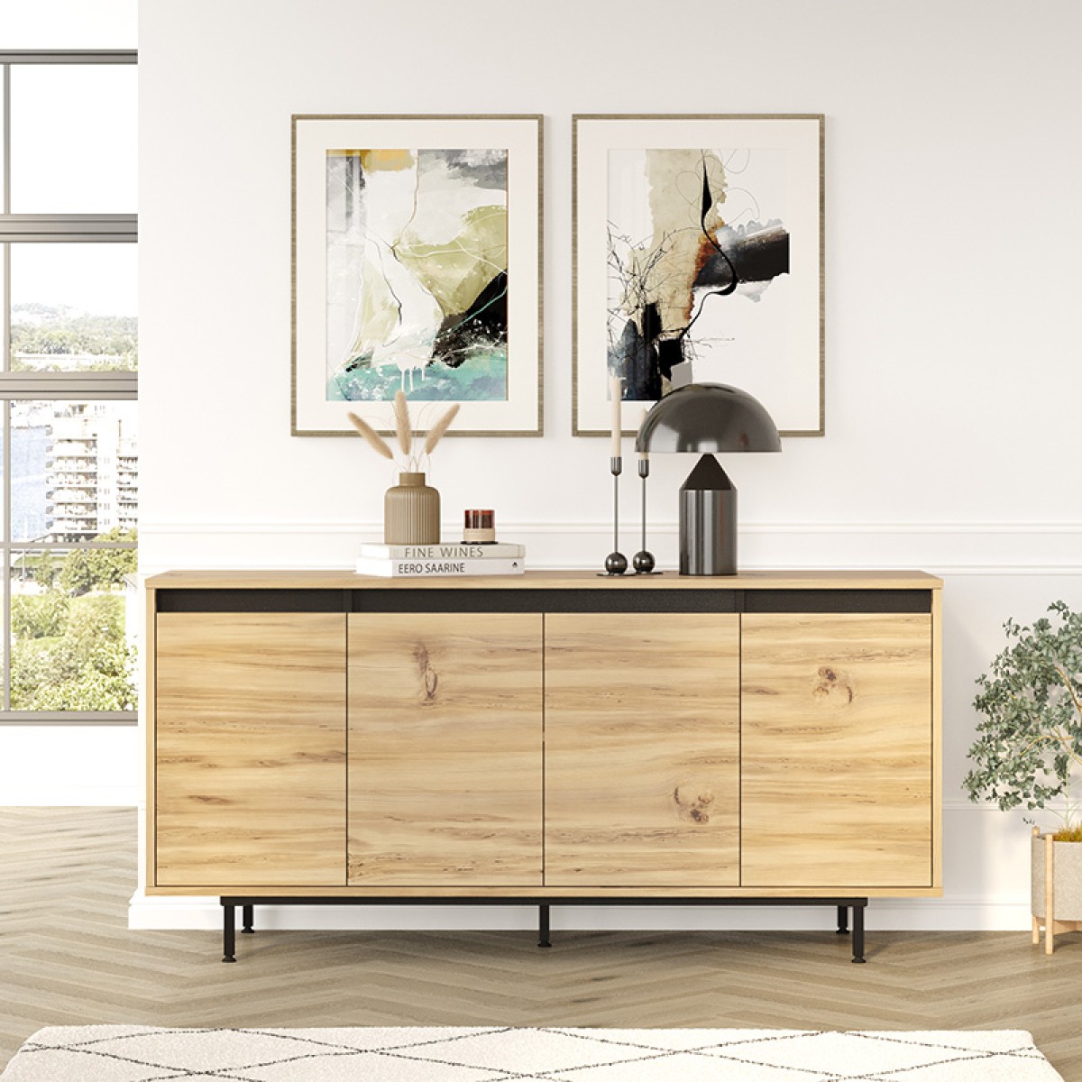 Μπουφές Jethro pakoworld sonoma-wenge 160x44.5x75.5εκ Μπουφές Jethro pakoworld sonoma-wenge 160x44.5x75.5εκ