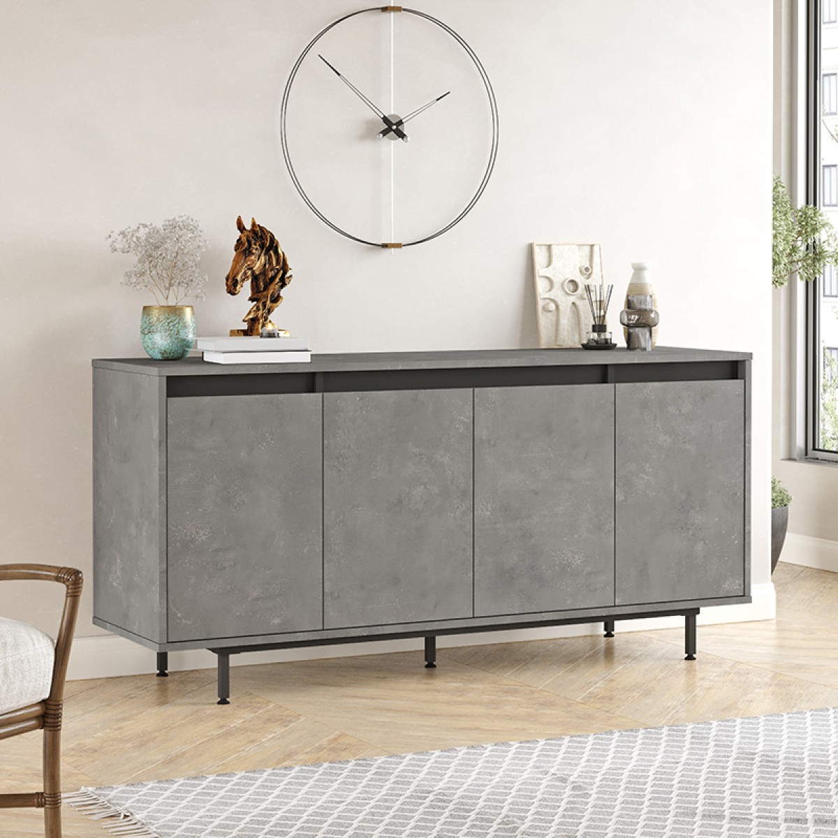Μπουφές Jethro pakoworld ανθρακί antique-wenge 160x44.5x75.5εκ Μπουφές Jethro pakoworld ανθρακί antique-wenge 160x44.5x75.5εκ