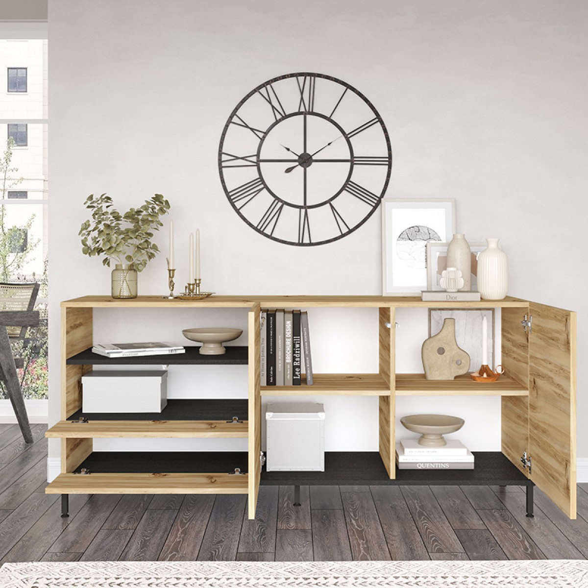 Μπουφές Evaluate pakoworld sonoma-wenge 170x46.5x75.5εκ Μπουφές Evaluate pakoworld sonoma-wenge 170x46.5x75.5εκ