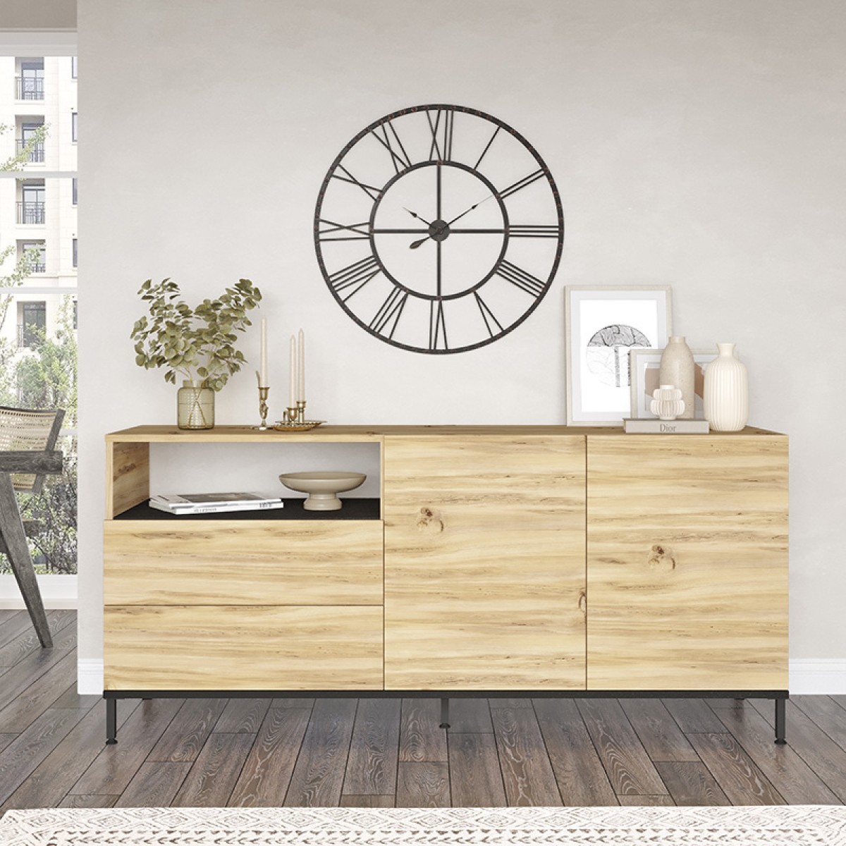 Μπουφές Evaluate pakoworld sonoma-wenge 170x46.5x75.5εκ Μπουφές Evaluate pakoworld sonoma-wenge 170x46.5x75.5εκ