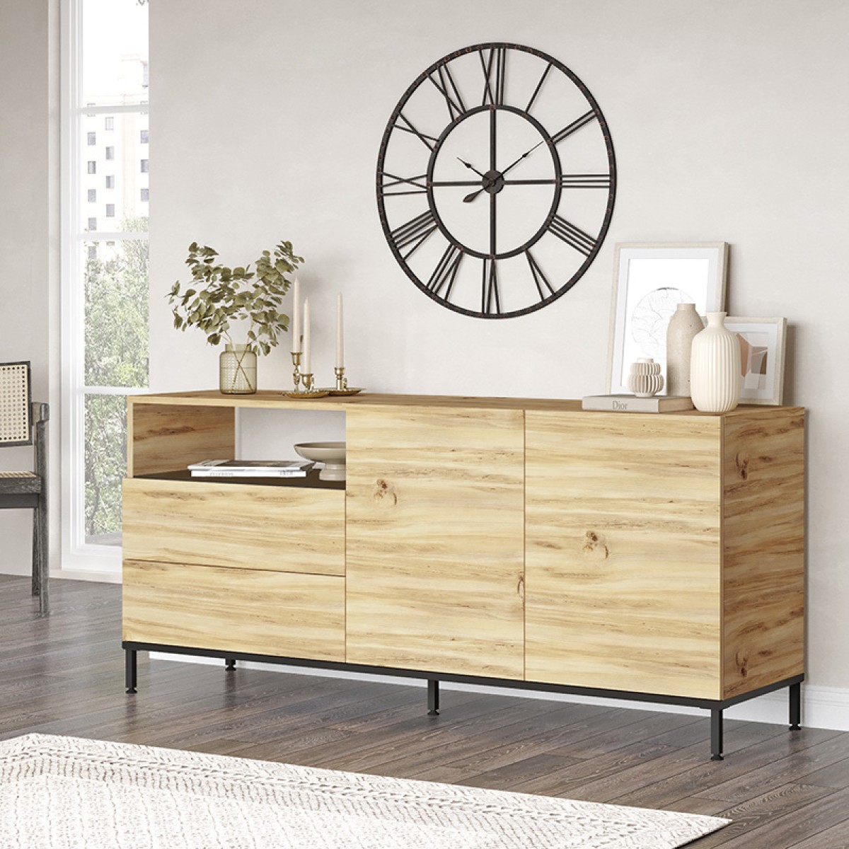 Μπουφές Evaluate pakoworld sonoma-wenge 170x46.5x75.5εκ Μπουφές Evaluate pakoworld sonoma-wenge 170x46.5x75.5εκ