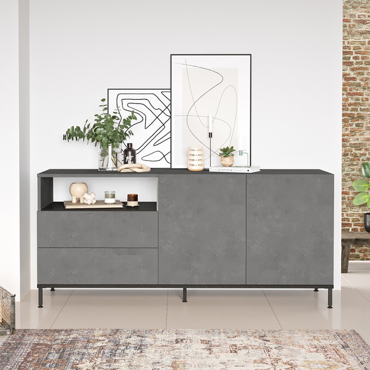Μπουφές Evaluate pakoworld ανθρακί antique-wenge 170x46.5x75.5εκ Μπουφές Evaluate pakoworld ανθρακί antique-wenge 170x46.5x75.5εκ