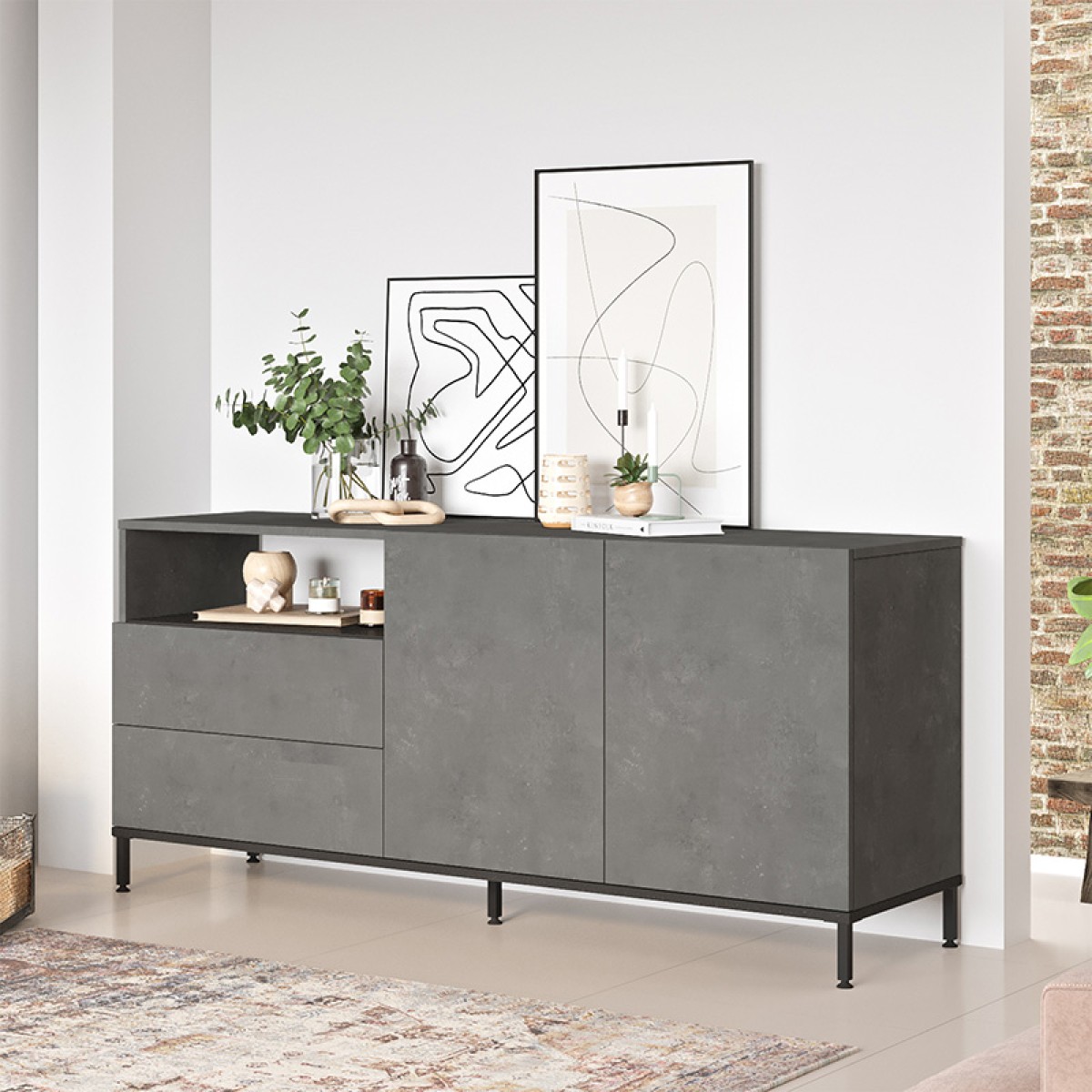 Μπουφές Evaluate pakoworld ανθρακί antique-wenge 170x46.5x75.5εκ Μπουφές Evaluate pakoworld ανθρακί antique-wenge 170x46.5x75.5εκ
