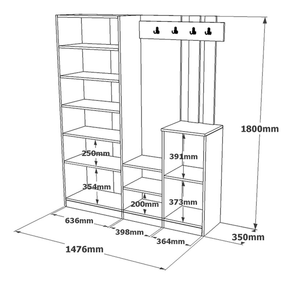 Έπιπλο εισόδου Doorse pakoworld μελαμίνης ανθρακί-sonoma 147.5x35x180εκ Έπιπλο εισόδου Doorse pakoworld μελαμίνης ανθρακί-sonoma 147.5x35x180εκ