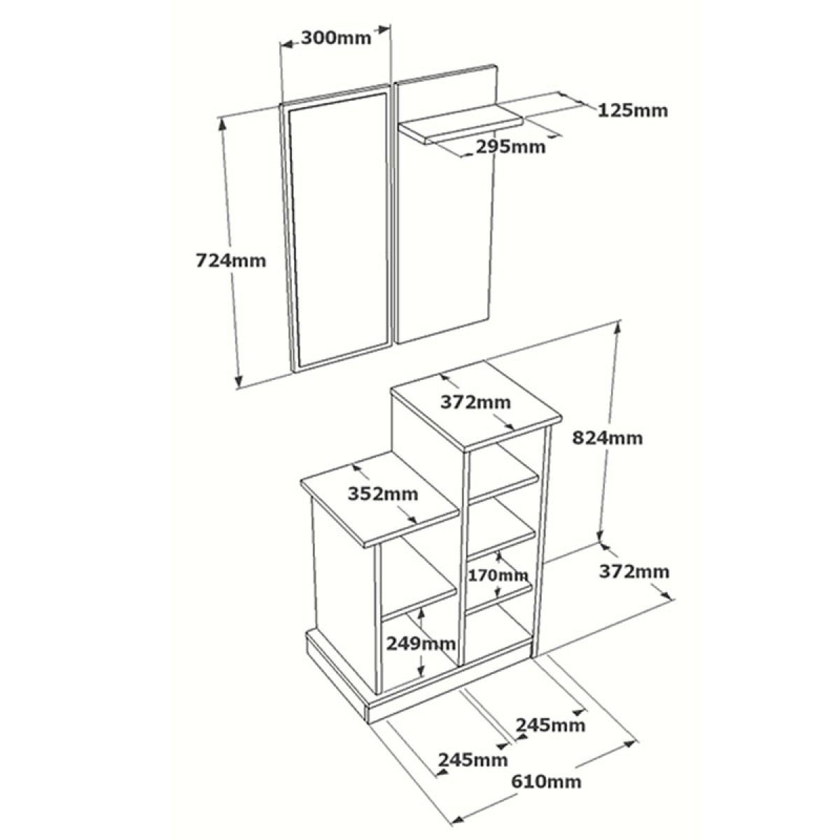 Έπιπλο εισόδου Wizbo pakoworld μελαμίνης λευκό 61x37x82.5εκ Έπιπλο εισόδου Wizbo pakoworld μελαμίνης λευκό 61x37x82.5εκ