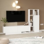 Σύνθετο σαλονιού Damon pakoworld σε λευκή απόχρωση 140x29.5x39.5εκ Σύνθετο σαλονιού Damon pakoworld σε λευκή απόχρωση 140x29.5x39.5εκ