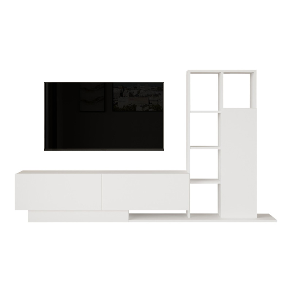 Σύνθετο σαλονιού Damon pakoworld σε λευκή απόχρωση 140x29.5x39.5εκ Σύνθετο σαλονιού Damon pakoworld σε λευκή απόχρωση 140x29.5x39.5εκ
