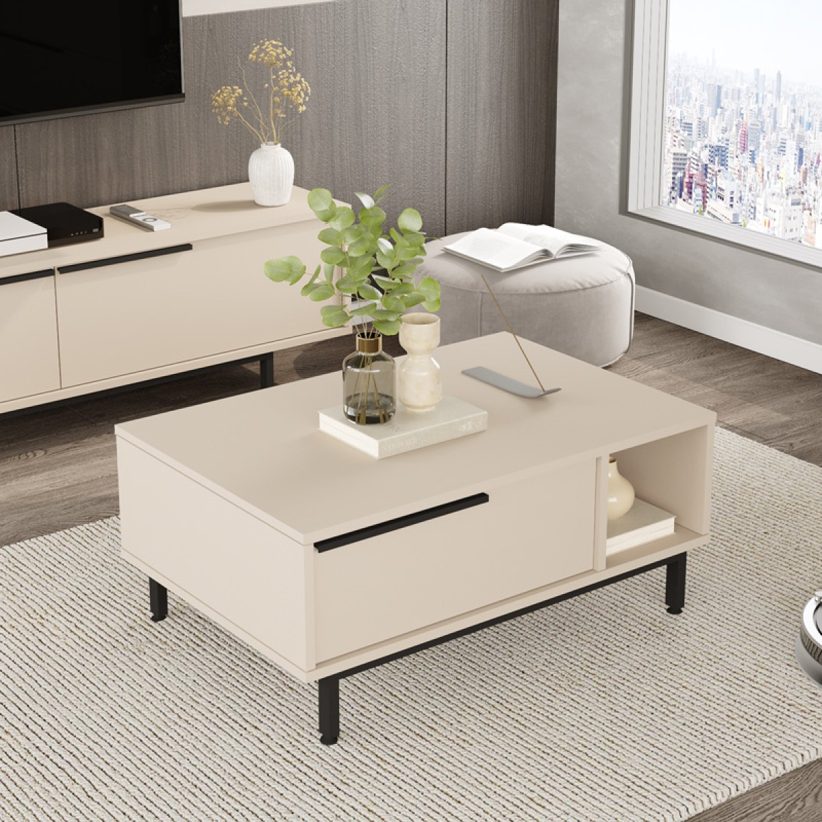 Τραπέζι σαλονιού Frixton pakoworld σε cappuccino απόχρωση 90x60x37.5εκ Τραπέζι σαλονιού Frixton pakoworld σε cappuccino απόχρωση 90x60x37.5εκ