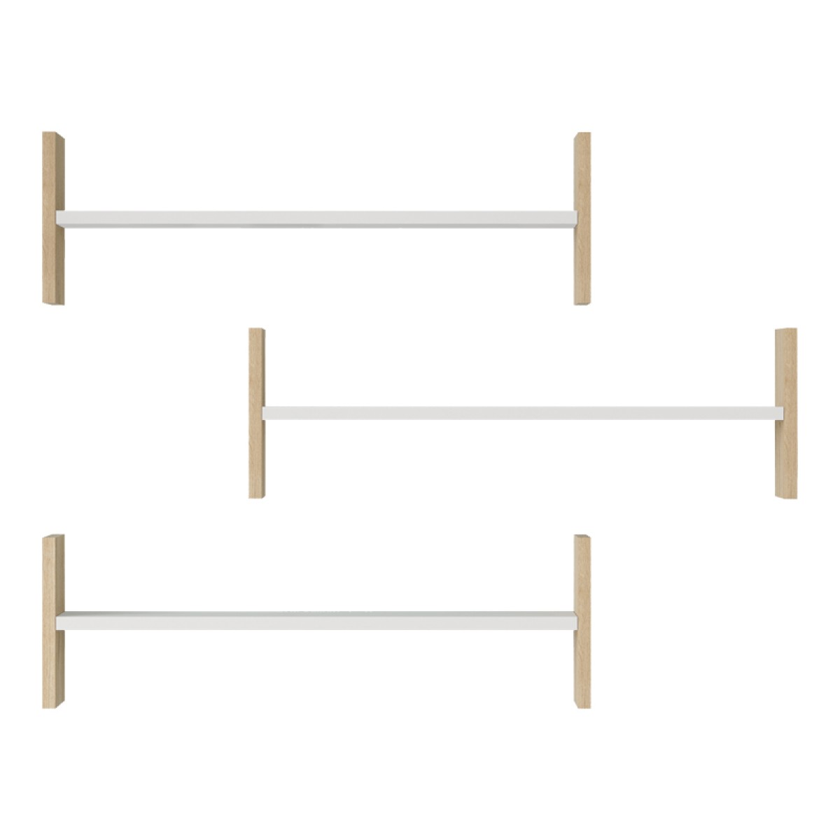 Ραφιέρα τοίχου Mento pakoworld λευκό με oak 75,6x14,5x23,6εκ