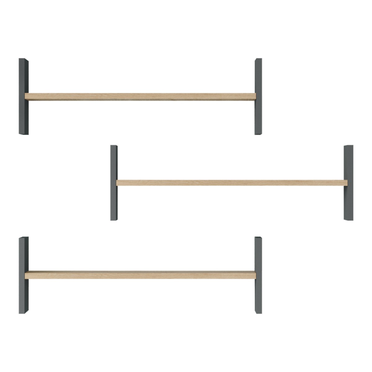 Ραφιέρα τοίχου Mento pakoworld oak με ανθρακί 75,6x14,5x23,6εκ
