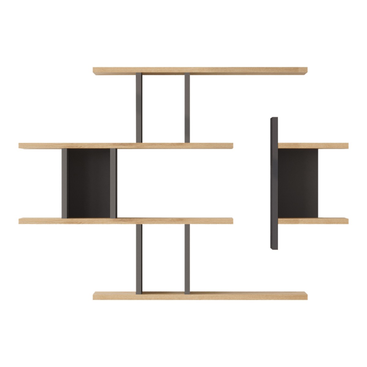 Ραφιέρα τοίχου Ledia pakoworld oak με ανθρακί 110,6x14,5x78εκ