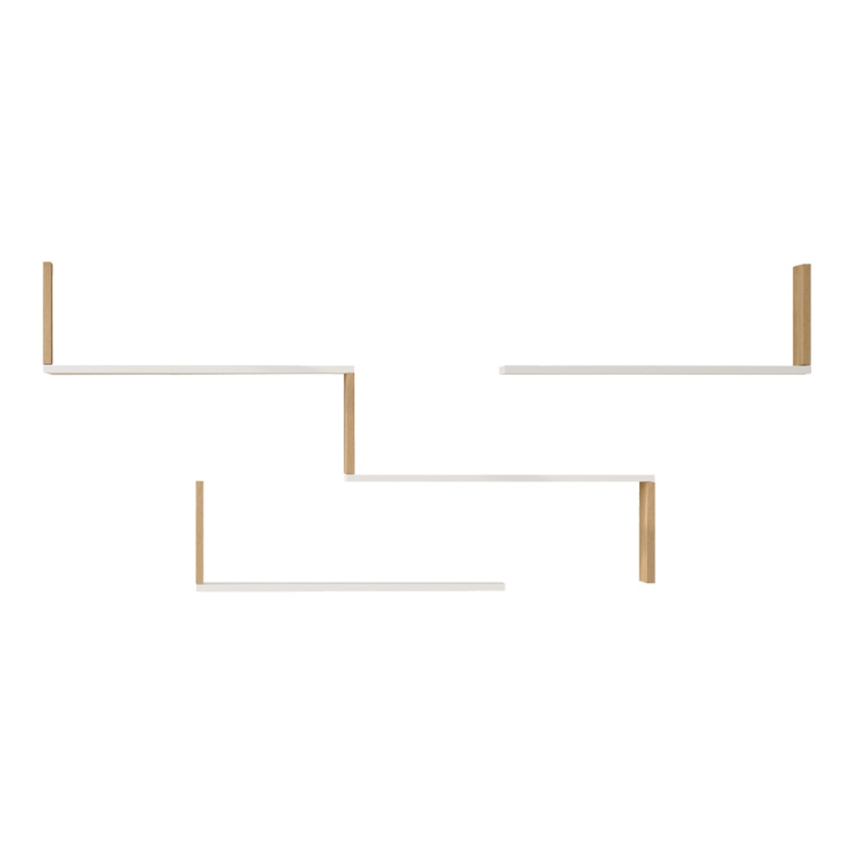 Ραφιέρα τοίχου Flear pakoworld λευκό με oak 179x14,5x76,2εκ