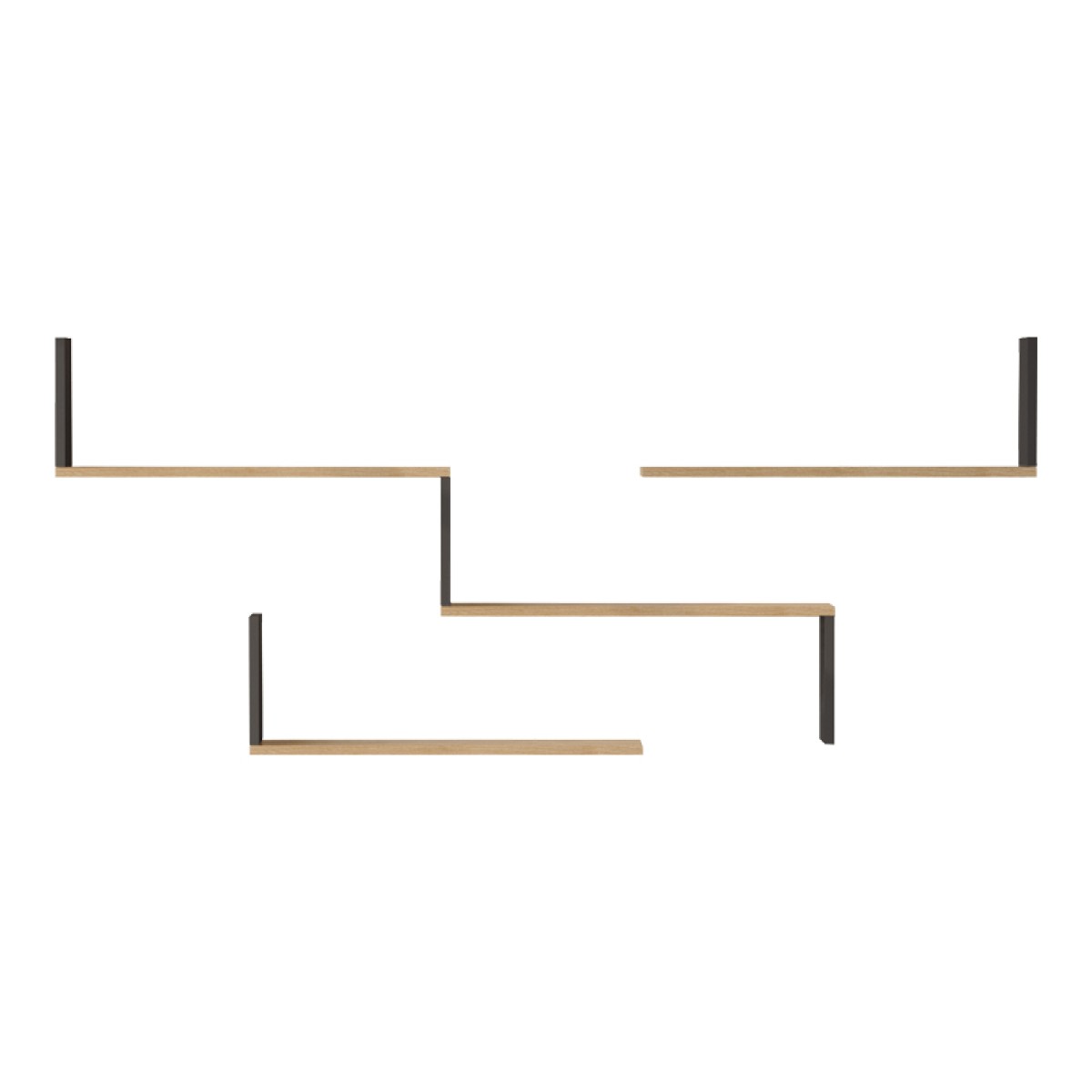 Ραφιέρα τοίχου Flear pakoworld oak με ανθρακί 179x14,5x76,2εκ