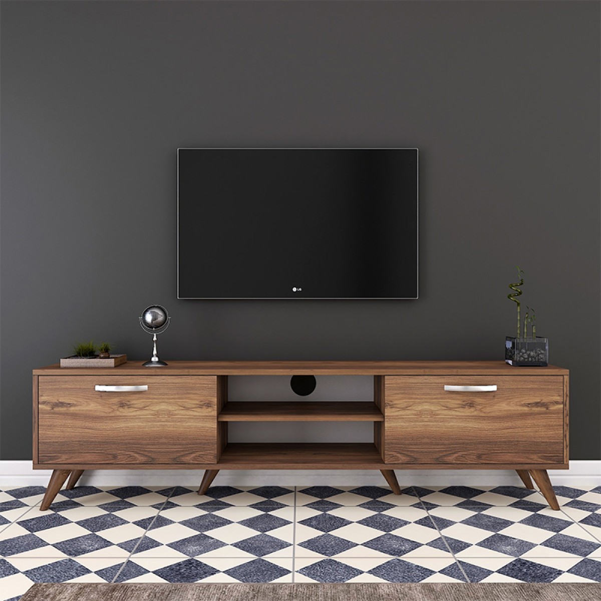 Έπιπλο τηλεόρασης Sabian pakoworld καρυδί 180x35x48,5εκ Έπιπλο τηλεόρασης Sabian pakoworld καρυδί 180x35x48,5εκ
