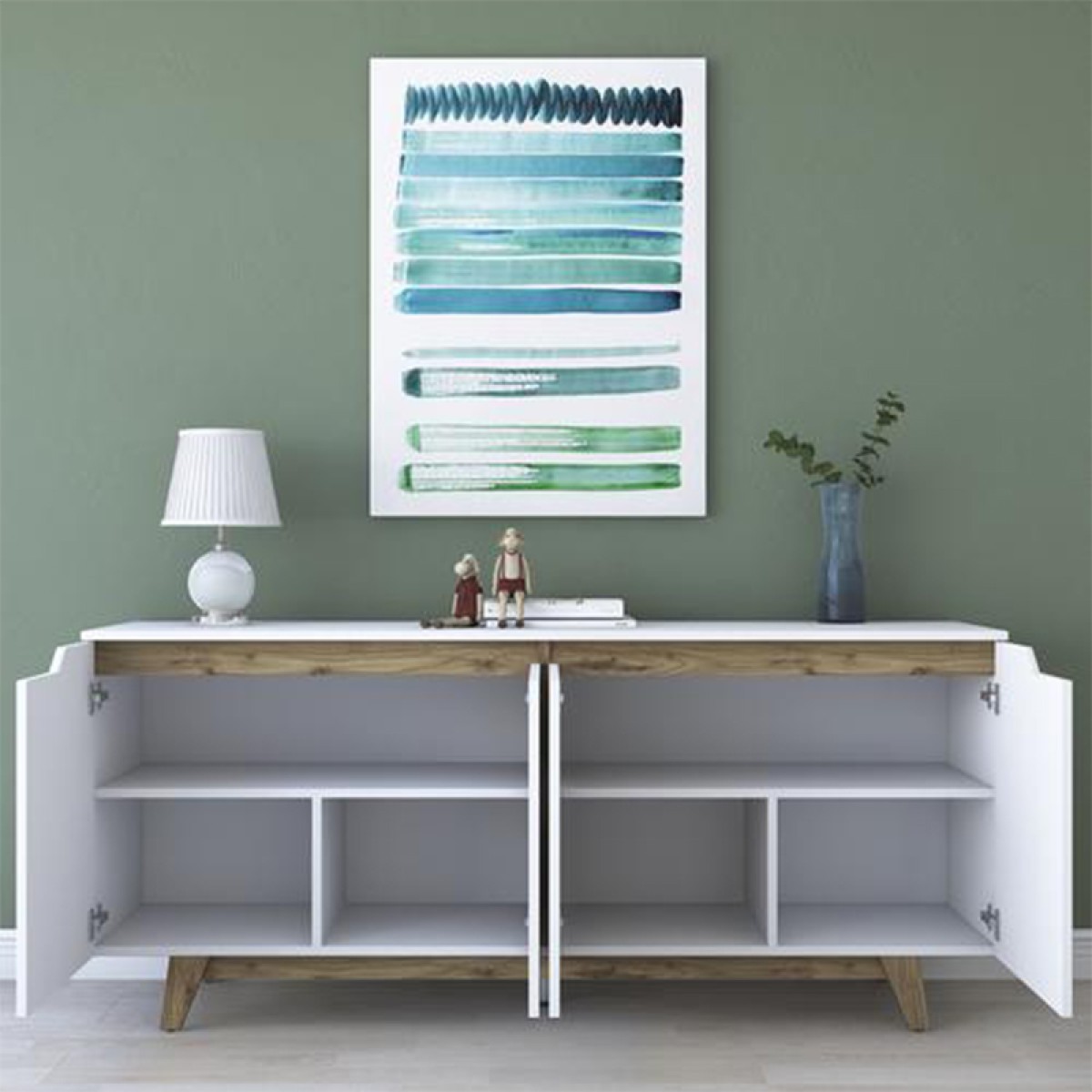 Μπουφές Rafaelo pakoworld λευκό-καρυδί 180x45x78,5εκ Μπουφές Rafaelo pakoworld λευκό-καρυδί 180x45x78,5εκ