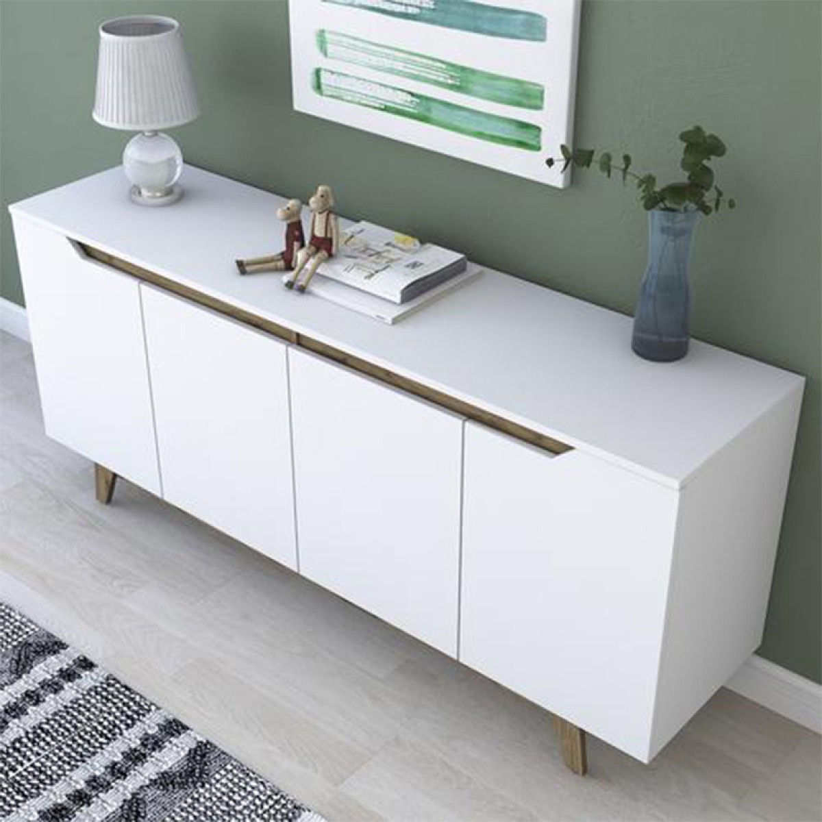Μπουφές Rafaelo pakoworld λευκό-καρυδί 180x45x78,5εκ Μπουφές Rafaelo pakoworld λευκό-καρυδί 180x45x78,5εκ