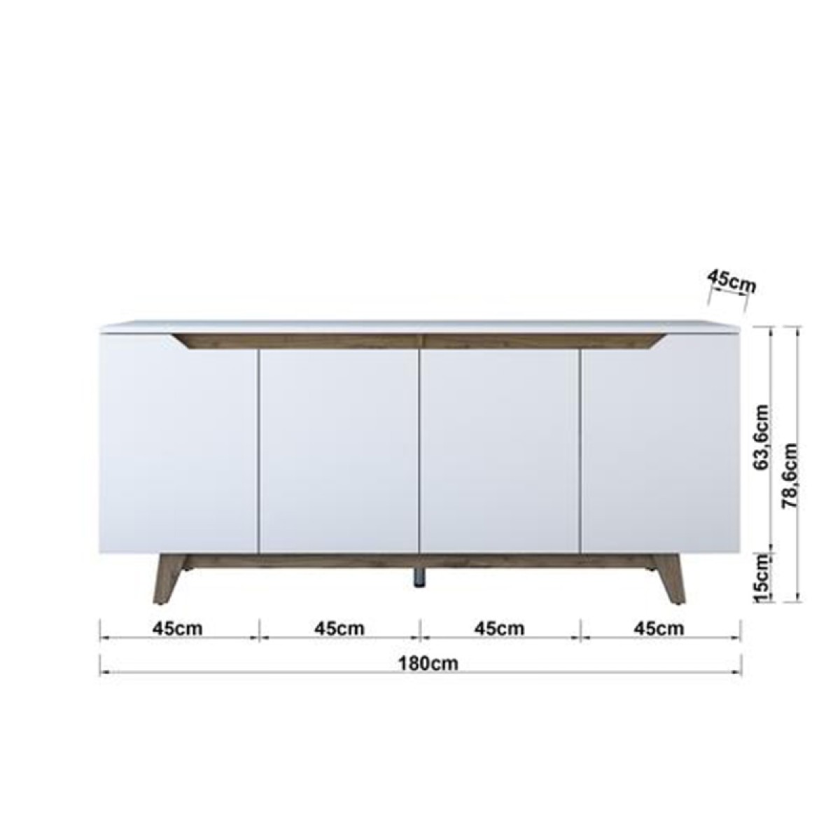 Μπουφές Rafaelo pakoworld λευκό-καρυδί 180x45x78,5εκ Μπουφές Rafaelo pakoworld λευκό-καρυδί 180x45x78,5εκ