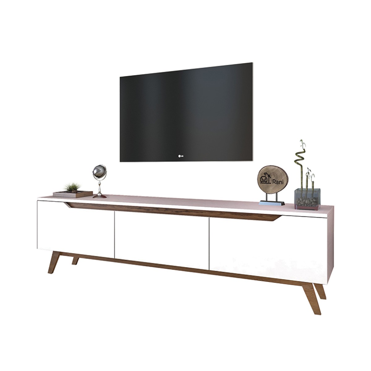Έπιπλο τηλεόρασης Kasandra pakoworld λευκό-καρυδί 180x35x48,5εκ Έπιπλο τηλεόρασης Kasandra pakoworld λευκό-καρυδί 180x35x48,5εκ