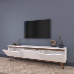 Έπιπλο τηλεόρασης Kasandra pakoworld λευκό-καρυδί 180x35x48,5εκ Έπιπλο τηλεόρασης Kasandra pakoworld λευκό-καρυδί 180x35x48,5εκ