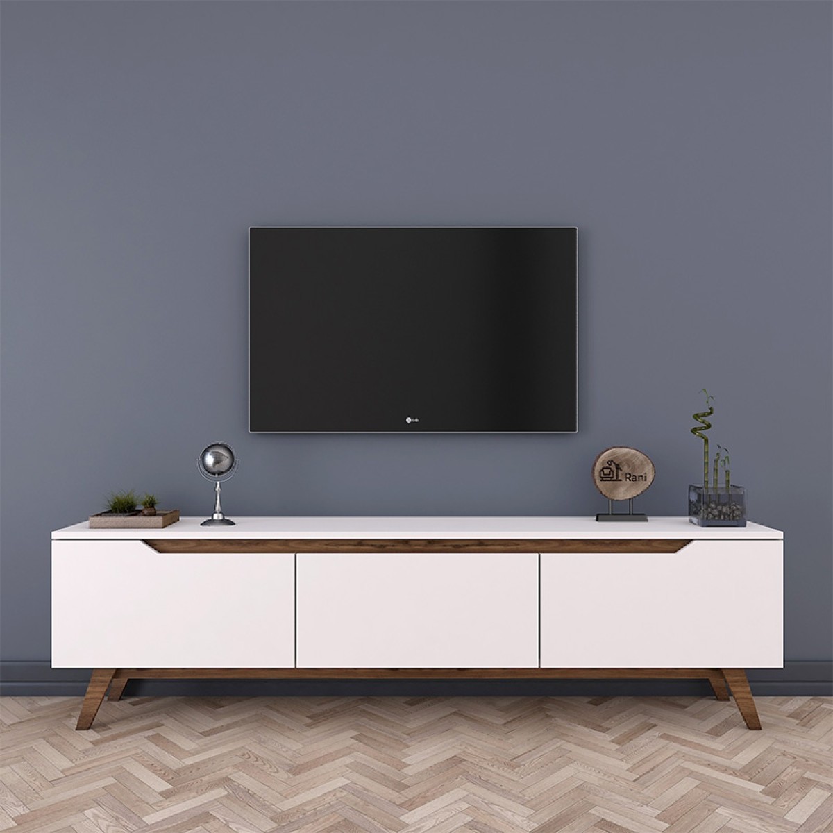 Έπιπλο τηλεόρασης Kasandra pakoworld λευκό-καρυδί 180x35x48,5εκ Έπιπλο τηλεόρασης Kasandra pakoworld λευκό-καρυδί 180x35x48,5εκ