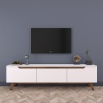 Έπιπλο τηλεόρασης Kasandra pakoworld λευκό-καρυδί 180x35x48,5εκ Έπιπλο τηλεόρασης Kasandra pakoworld λευκό-καρυδί 180x35x48,5εκ