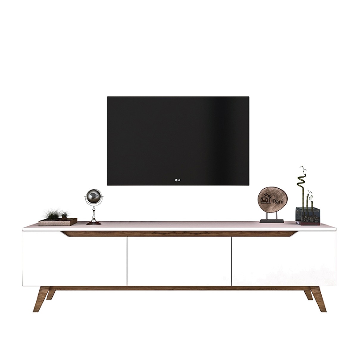 Έπιπλο τηλεόρασης Kasandra pakoworld λευκό-καρυδί 180x35x48,5εκ Έπιπλο τηλεόρασης Kasandra pakoworld λευκό-καρυδί 180x35x48,5εκ