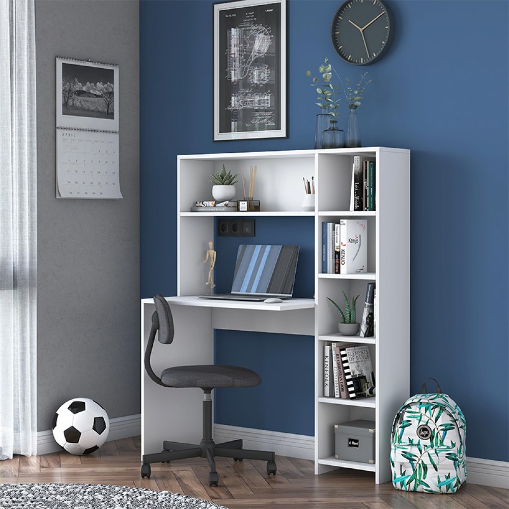 Γραφείο με βιβλιοθήκη Janson pakoworld λευκό 113x40x142εκ