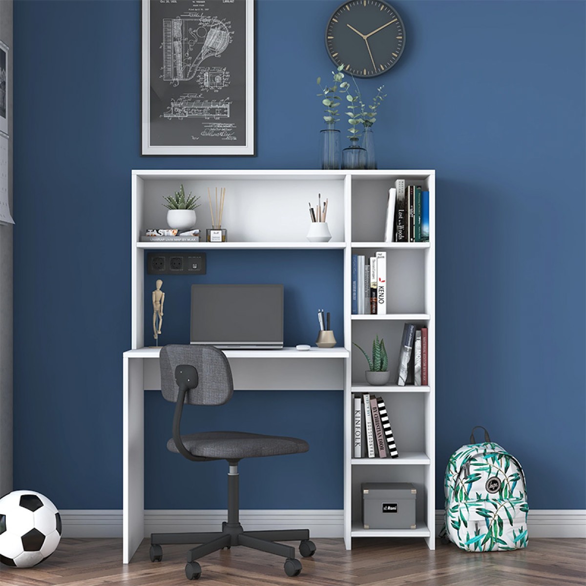 Γραφείο με βιβλιοθήκη Janson pakoworld λευκό 113x40x142εκ Γραφείο με βιβλιοθήκη Janson pakoworld λευκό 113x40x142εκ