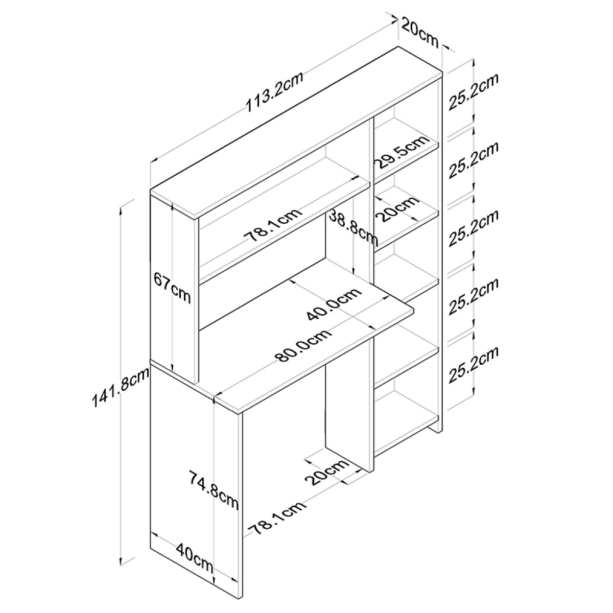Γραφείο με βιβλιοθήκη Janson pakoworld λευκό 113x40x142εκ Γραφείο με βιβλιοθήκη Janson pakoworld λευκό 113x40x142εκ