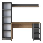 Γραφείο με βιβλιοθήκη Goldie pakoworld ανθρακί-φυσικό 160x45x161.8εκ Γραφείο με βιβλιοθήκη Goldie pakoworld ανθρακί-φυσικό 160x45x161.8εκ