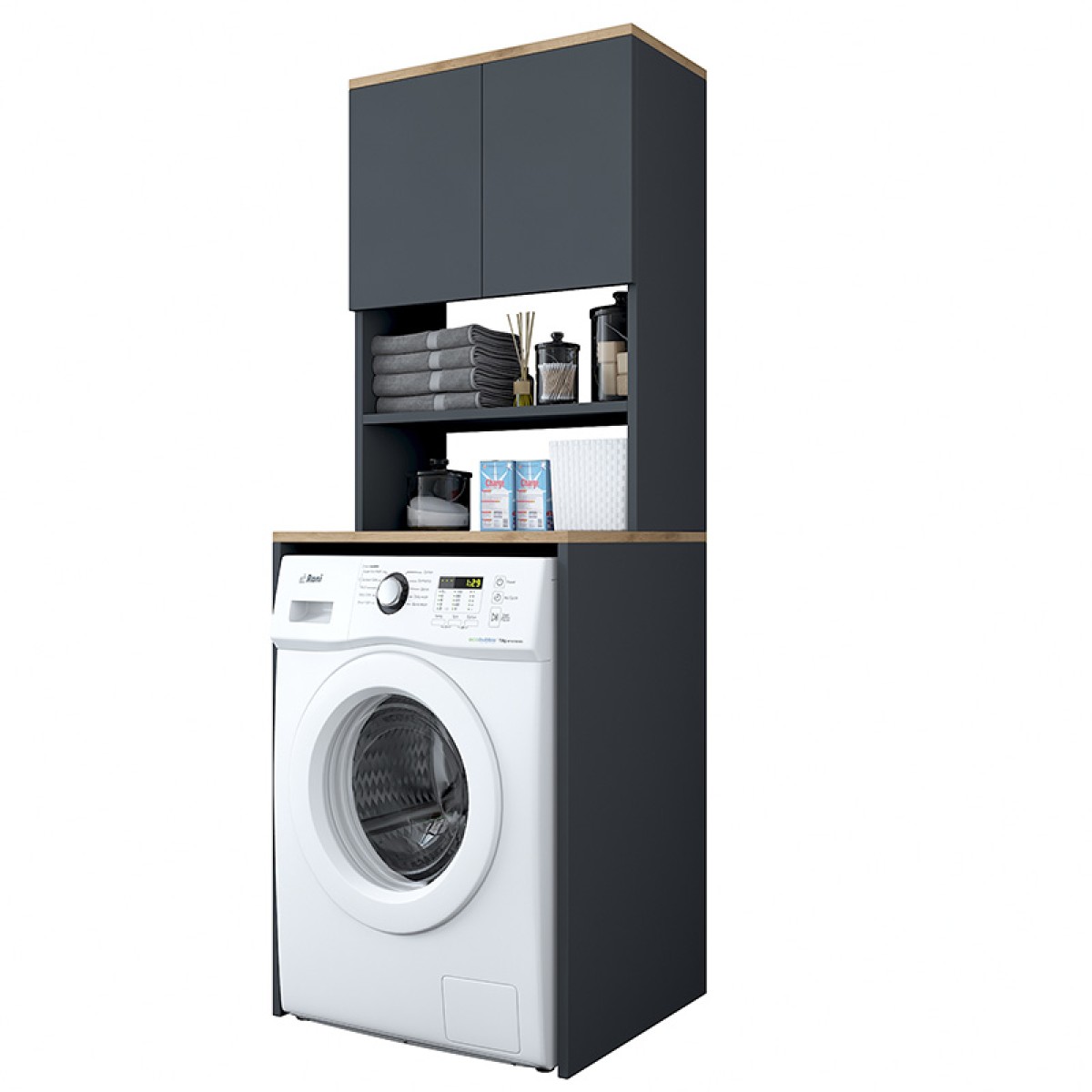 Έπιπλο πλυντηρίου Rasmus pakoworld ανθρακί-φυσικό 65x60x183.6εκ. Έπιπλο πλυντηρίου Rasmus pakoworld ανθρακί-φυσικό 65x60x183.6εκ.