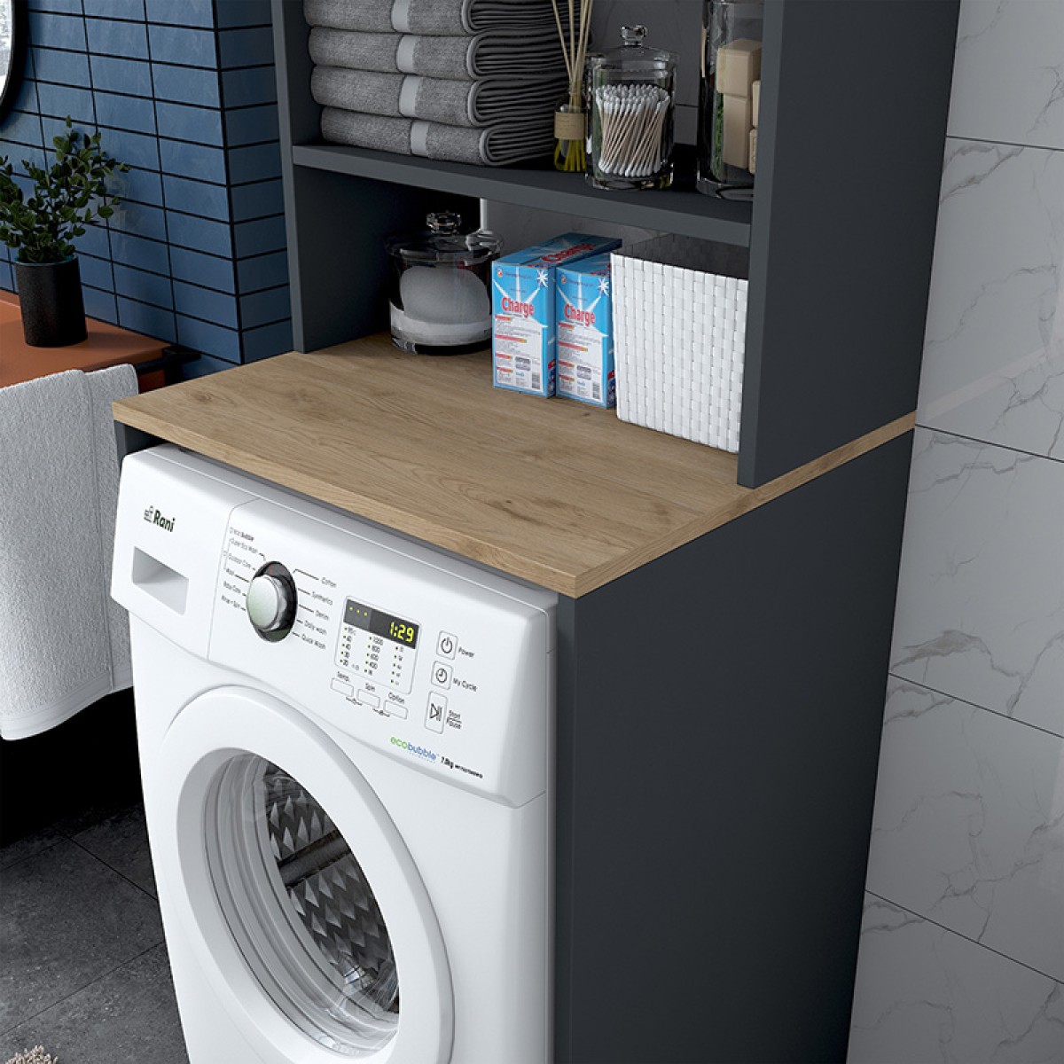 Έπιπλο πλυντηρίου Rasmus pakoworld ανθρακί-φυσικό 65x60x183.6εκ. Έπιπλο πλυντηρίου Rasmus pakoworld ανθρακί-φυσικό 65x60x183.6εκ.