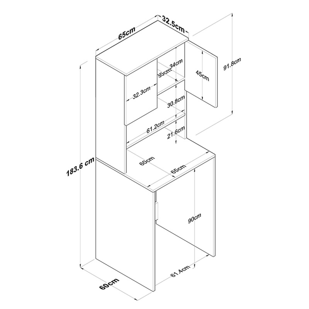 Έπιπλο πλυντηρίου Rasmus pakoworld ανθρακί-φυσικό 65x60x183.6εκ. Έπιπλο πλυντηρίου Rasmus pakoworld ανθρακί-φυσικό 65x60x183.6εκ.
