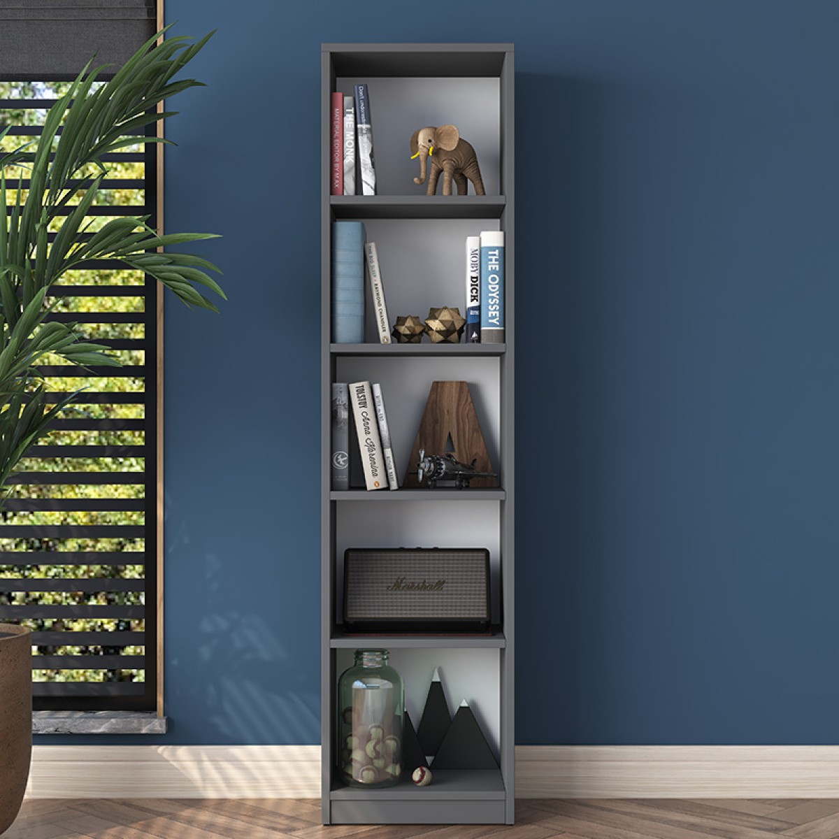 Βιβλιοθήκη Goldie pakoworld ανθρακί-λευκό 40x25x161.80εκ Βιβλιοθήκη Goldie pakoworld ανθρακί-λευκό 40x25x161.80εκ