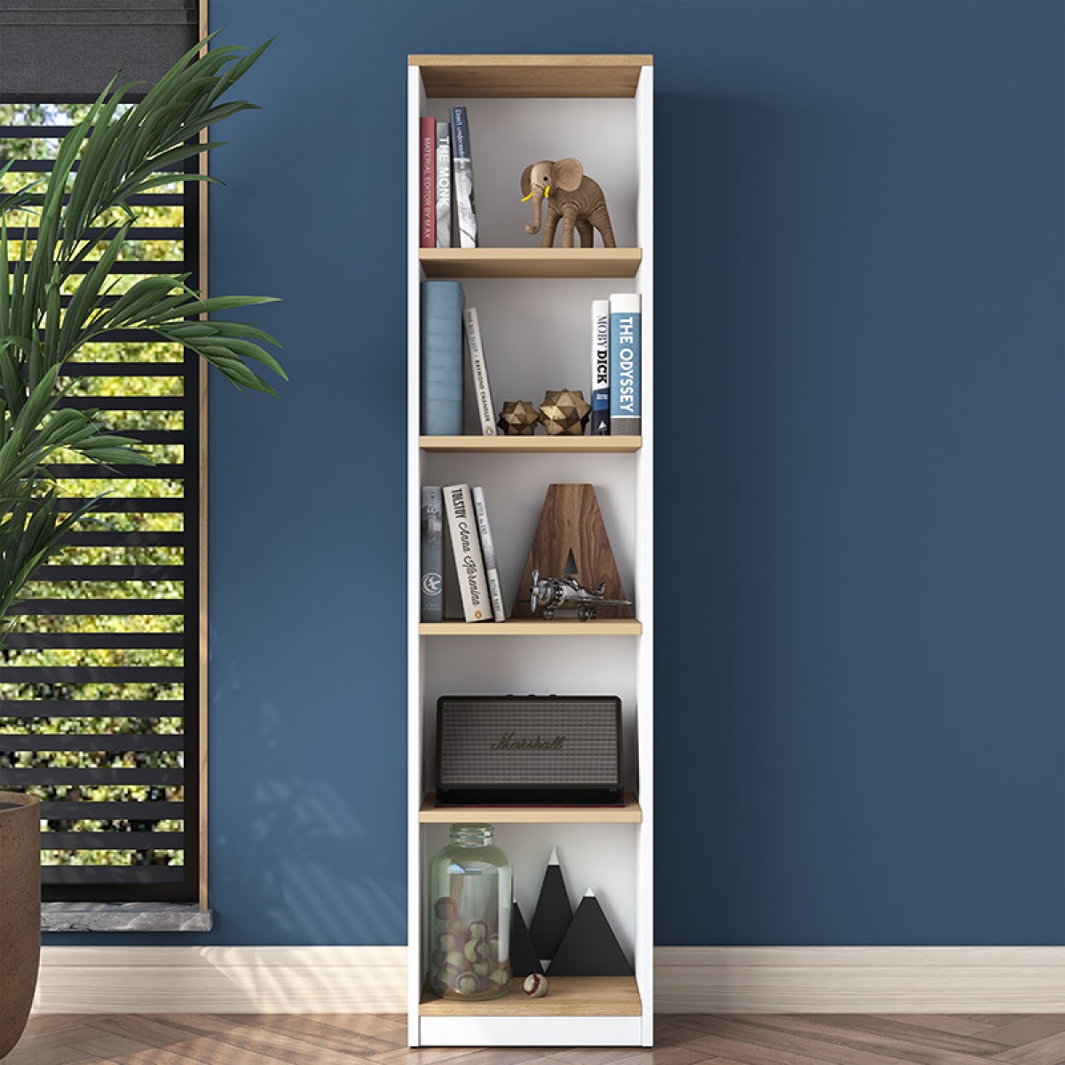 Βιβλιοθήκη Goldie pakoworld λευκό-φυσικό 40x25x161.80εκ Βιβλιοθήκη Goldie pakoworld λευκό-φυσικό 40x25x161.80εκ