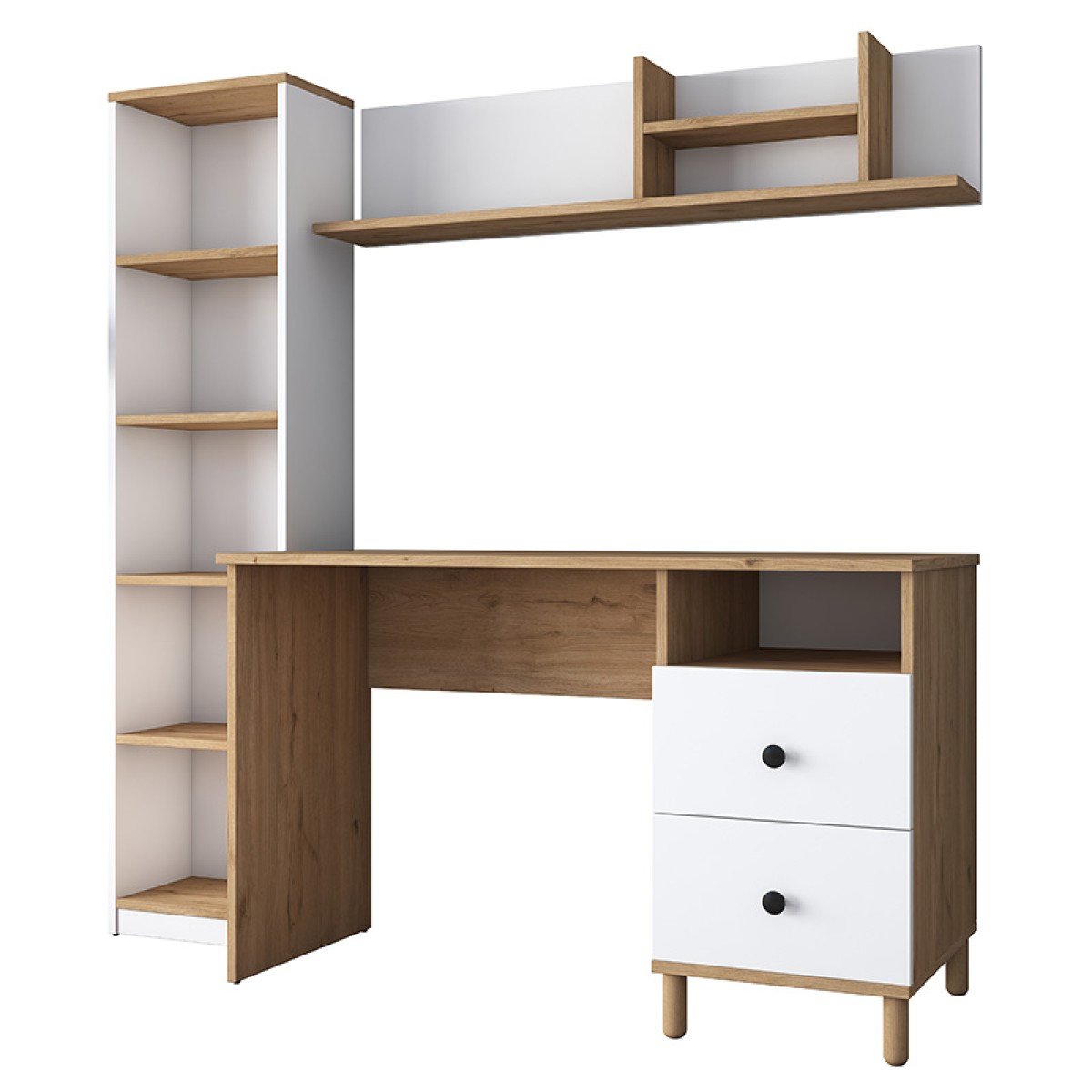 Γραφείο με βιβλιοθήκη Goldie pakoworld λευκό-φυσικό 160x50x161.8εκ Γραφείο με βιβλιοθήκη Goldie pakoworld λευκό-φυσικό 160x50x161.8εκ