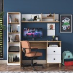Γραφείο με βιβλιοθήκη Goldie pakoworld λευκό-φυσικό 160x50x161.8εκ Γραφείο με βιβλιοθήκη Goldie pakoworld λευκό-φυσικό 160x50x161.8εκ
