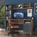 Γραφείο με βιβλιοθήκη Goldie pakoworld ανθρακί-φυσικό 160x50x161.8εκ Γραφείο με βιβλιοθήκη Goldie pakoworld ανθρακί-φυσικό 160x50x161.8εκ