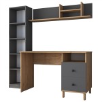Γραφείο με βιβλιοθήκη Goldie pakoworld ανθρακί-φυσικό 160x50x161.8εκ Γραφείο με βιβλιοθήκη Goldie pakoworld ανθρακί-φυσικό 160x50x161.8εκ